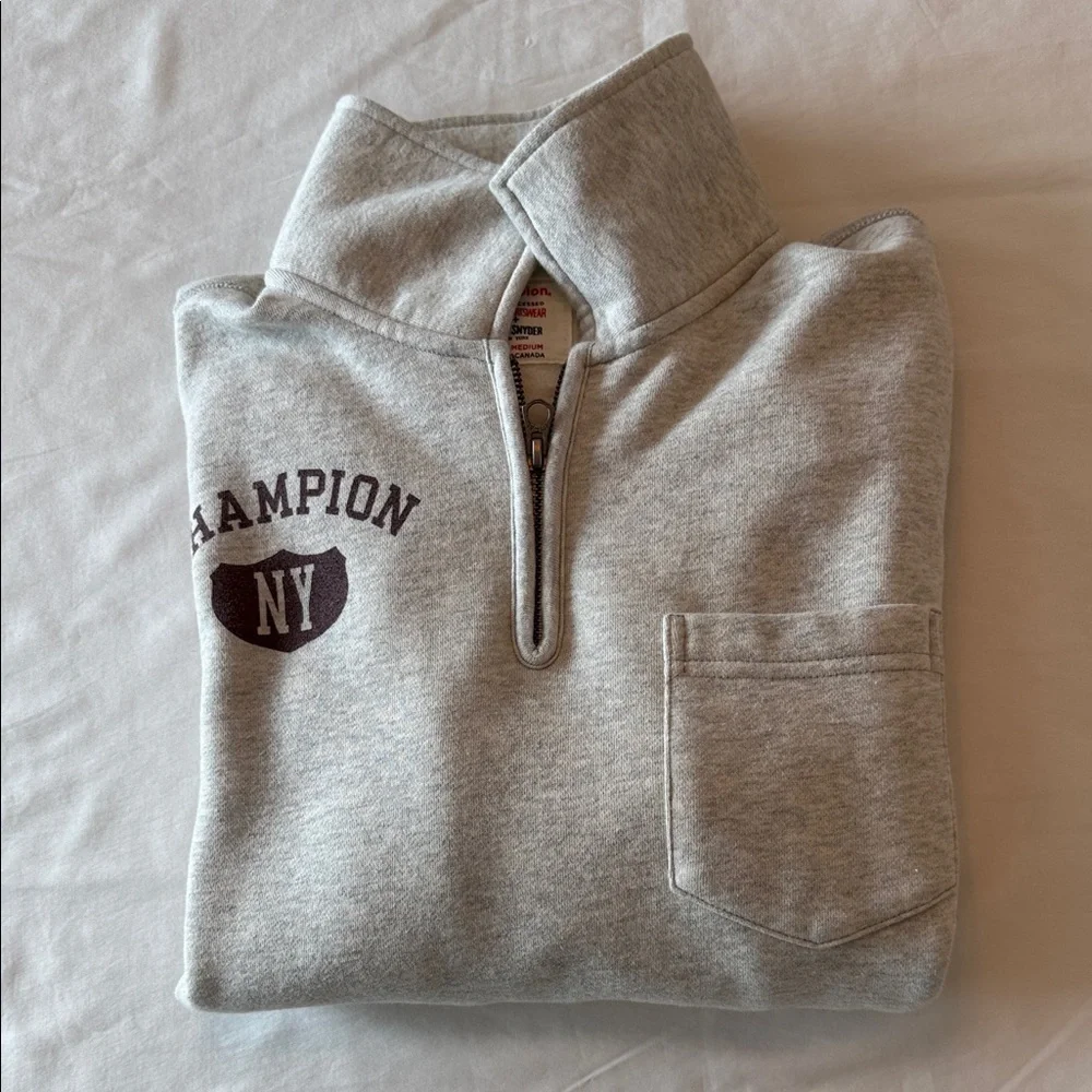Todd Snyder x Champion Light Gray Men's Zip-Up Sweatshirt